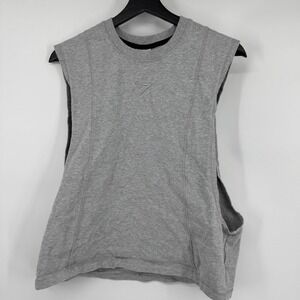 Gymshark Mens Large Grey Cotton Cut Off Tank Top Muscle Tee A5A5R